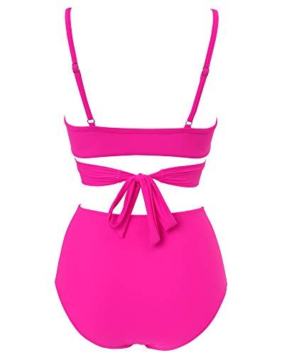 OMKAGI Women High Waisted Bandage Bikini Top Wrap Push Up Swimsuits Two Piece(S,White Yellow)-coloredstr1ngs-