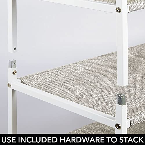 mDesign Soft Fabric Shoe Rack Holder & Organizer - 4 Tier Storage Shelf for Closet, Entryway, Mudroom, Garage, Kids Playroom - Metal Frame, Easy Assembly - Closet Organization - Gray/White-coloredstr1ngs-