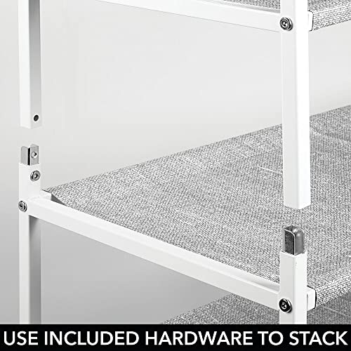 mDesign Soft Fabric Shoe Rack Holder & Organizer - 4 Tier Storage Shelf for Closet, Entryway, Mudroom, Garage, Kids Playroom - Metal Frame, Easy Assembly - Closet Organization - Gray/White-coloredstr1ngs-