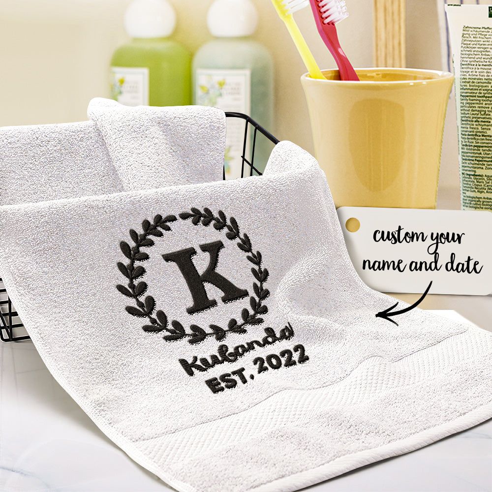 Custom Monogrammed Hand Towel Personalized Embroidered Towels for Bathroom-Mademine-mademine