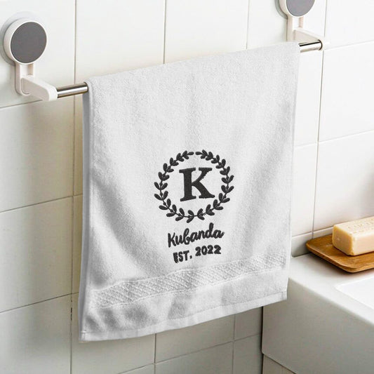 Custom Monogrammed Hand Towel Personalized Embroidered Towels for Bathroom-Mademine-mademine