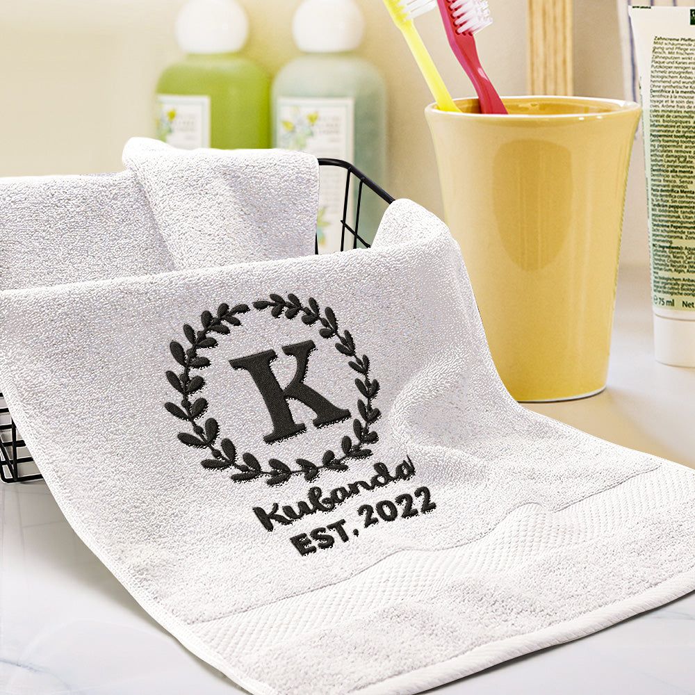 Custom Monogrammed Hand Towel Personalized Embroidered Towels for Bathroom-Mademine-mademine